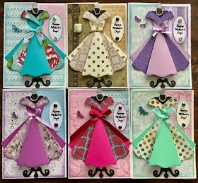 Dreaming Tree Cards, Cards With Dresses, Dress Cards Handmade, Paper Dress Craft, Card Dress, Dress Templates, Dress Cards, Sizzix Cards, Paper Dresses