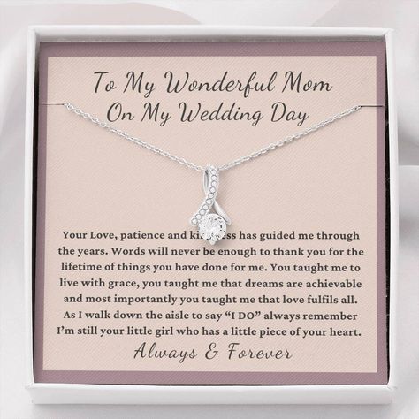 Mother Gifts Wedding, Minimalist Wedding Decor, Wedding Notes, Wedding Gifts For Parents, Mother Of The Bride Gift, Mom Wedding Gift, Bride Necklace, Beauty Necklace, My Wedding Day