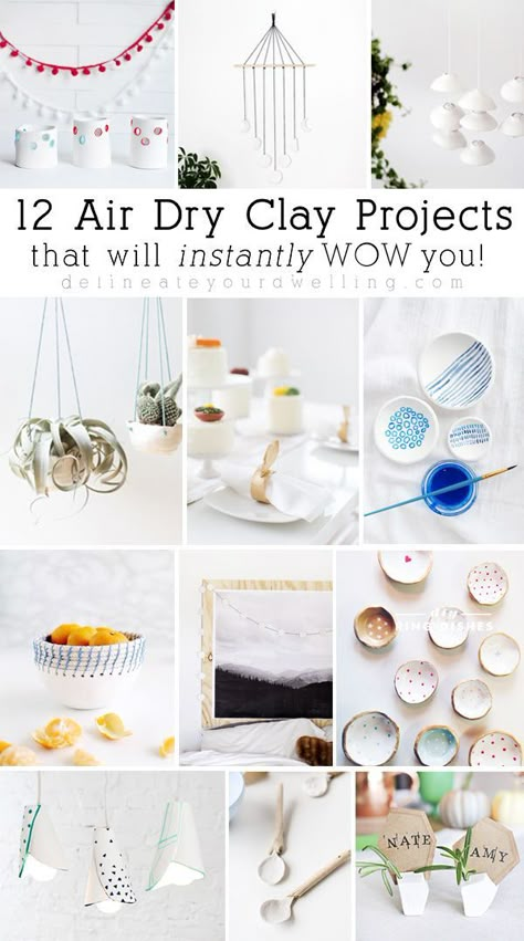 12 Easy Air Dry Clay Projects and Crafts that will instantly wow you! Delineate Your Dwelling Easy Air Dry Clay Projects, Easy Air Dry Clay, Make Air Dry Clay, Air Drying Clay, Air Dry Clay Ideas, Dry Clay Ideas, Homemade Clay, Diy Air Dry Clay, Air Dry Clay Projects