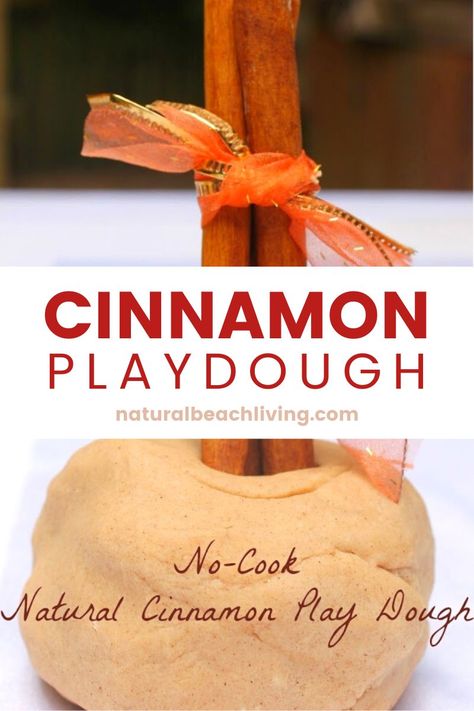 The Best No Cook Natural Cinnamon Playdough Recipe - Natural Beach Living No Cooking Playdough Recipe, Crockpot Playdough Recipe, Home Made Play Dough Easy, Homemade Cinnamon Playdough, Easy No Cook Playdough Recipe, Microwave Playdough Recipe, Natural Playdough Recipe, No Bake Playdough Recipe, Non Toxic Playdough Recipe