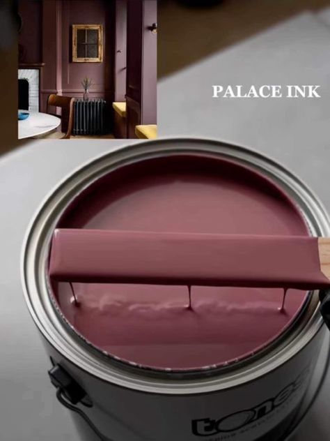 Deep Burgundy Paint Colors, Burgundy Home Exterior, Burgundy House Interior Design, Best Aubergine Paint Color, Dark Painted Rooms, Behr Aubergine, Dulux Heritage Dark Aubergine, Boho Paint Colors, Seeds Color Palette