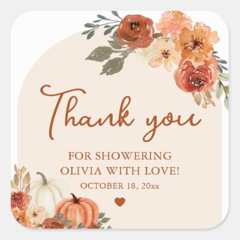 $7.30 | Fall Boho Pumpkin Bridal Shower Thank You Favor #watercolor, thank you, bridal shower gift tags, fall bridal shower favor tag, fall in love, autumn leaves, pumpkin, burnt orange, bridal shower stickers, boho chic Fall In Love Bridal Shower, Boho Pumpkin, Romantic Bridal Shower, Bohemian Bridal Shower, Bridal Shower Wine, Elegant Gift Wrapping, Bridal Favors, Wedding Gift Wrapping, Boho Bridal Shower