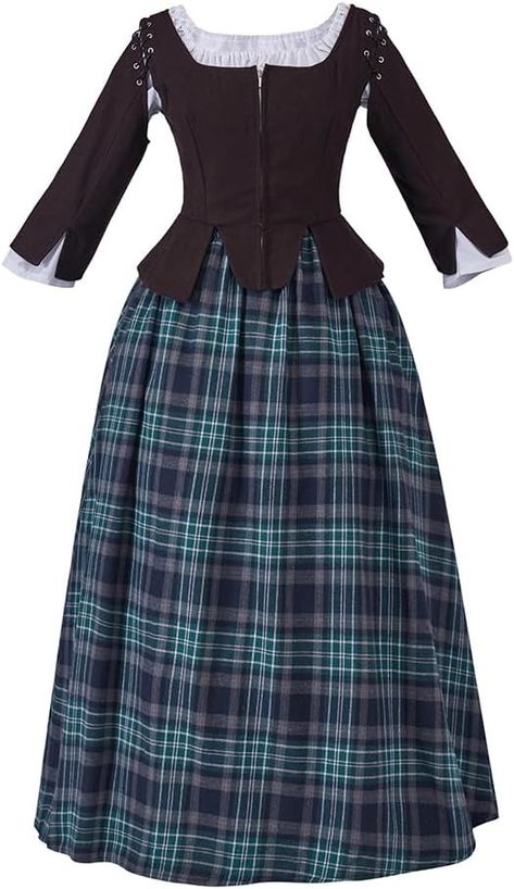 Amazon.com: Women's Scottish Highland Dress Claire Fraser Cosplay Costume Dress from Outlander (L, Gray) : Clothing, Shoes & Jewelry Outlander Clothing, Scottish Costume, Scottish Dress, Outlander Costumes, Scottish Clothing, Bohemian Floral Dress, Claire Fraser, Bohemian Floral, Scottish Highlands