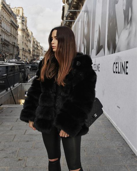 All Black Winter Outfit, Faux Fur, Jodi Blk Black Fur Coat Outfit Street Style, Black Faux Fur Coat Outfits, Black Fur Outfit, Black Fur Coat Outfit, All Black Winter Outfit, Faux Fur Coat Outfit, Faux Fur Jacket Outfit, Fur Coat Aesthetic, Dressy Fashion Outfits