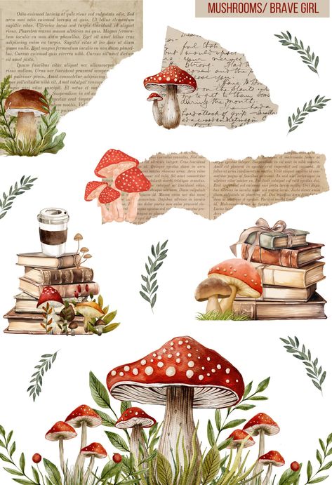 Mushrooms and Torn Pages - These stickers are great for planners, journals, scrapbooks, cards, envelopes...oh the possibilities.  These stickers are printed on REMOVABLE sticker paper, making it easy to reposition your sticker.   Each sticker sheet measures approximately 4.5" x 6.5. Sticker Details: ~ most stickers measure approximately 1" to 3"; size of smaller accent stickers varies ~ sticker boxes measure approximately 1.5" x 2.5" / 1.5" x 1.5" ~ made on high quality matte sticker paper that is REMOVABLE   ~ stickers have a white edge. ~ price is per sheet (purchase both to save money) **PLEASE NOTE: these stickers are not waterproof **CUSTOM ORDERS - Please message me if you would like any of the stickers individually and/or in a different size or if you have any questions :)  PLEASE N March Planner Stickers, Mushroom Stickers Printable, Scripture Writing, Modern Tattoos, Paper Making, Elegant Tattoos, Digital Stickers, Crafts For Girls, Diy Book