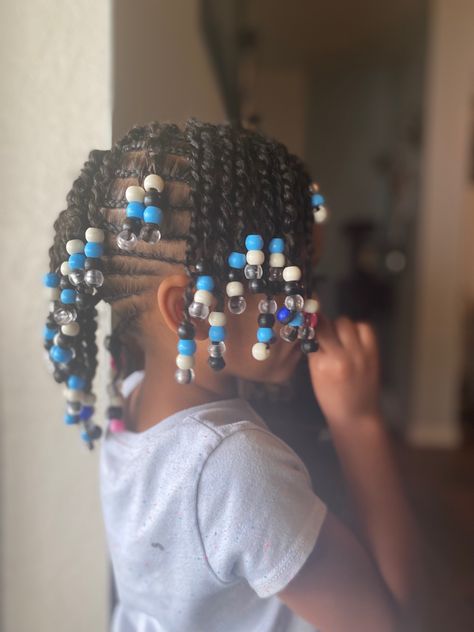 Twist Braids Mohawk Hairstyles, Mohawk Braids For Black Girls For Kids, Braided Mohawk Hairstyles For Kids, Braid Mohawk Black Hair Kids, Kids Mohawk Braids, Kids Beads Hairstyle, Braided Mohawk Black Hair Kids, Toddler Beaded Hairstyles For Kids, Braided To The Back