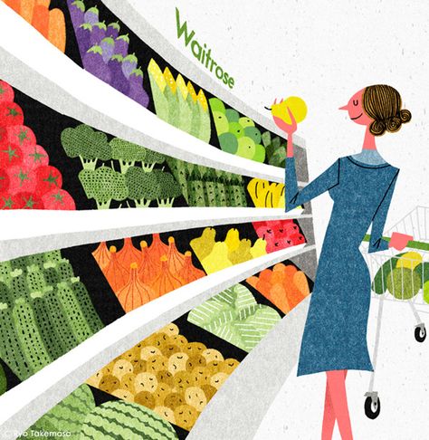 Waitrose Weekend 2 May 2013 by Ryo Takemasa, via Behance Ryo Takemasa, Mid Century Illustration, Cover Illustration, Animal Illustrations, Illustration Food, Editorial Illustration, Book Illustration, Cute Illustration, Illustrations Posters