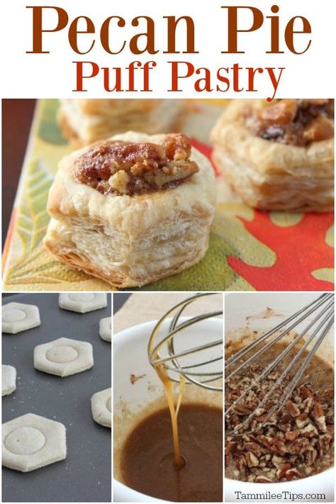 Pecan Pie Puffs are a great finger food dessert to make for any holiday get together or a party pot luck. Super easy to make and they taste amazing! Great for Thanksgiving Finger Food Dessert, Bite Size Pies, Pecan Pie Tarts, Pecan Bites, Puff Pastry Recipes Dessert, Pecan Pie Bites, Finger Food Desserts, Warm Soup Recipes, Food Desert