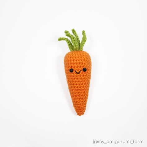 FREE CROCHET CARROT PATTERN Amigurumi Farm Animals Free Pattern, Crochet Carrot Pattern, Crochet Carrot, Carrot Pattern, Katt Grejer, Crochet Pineapple, Crochet Fruit, Easter Crochet Patterns, Plushie Patterns