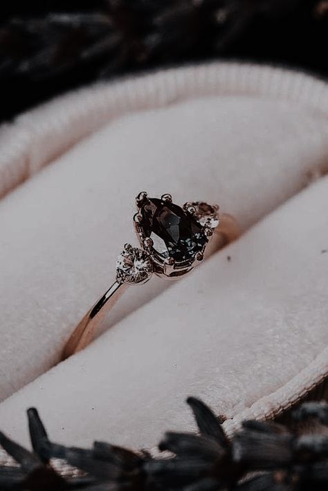 Black Wedding Ring Aesthetic, Gothic Style Engagement Ring, Unique Gothic Engagement Rings, Goth Engagement Rings Vintage Style, Witchy Engagement Ring Silver, Non Diamond Engagement Rings Silver, Goth Engagement Ring, Engagement Rings Goth, Black And Gold Wedding Rings