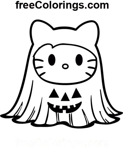 Hello Kitty Ghost Costume – Free Printable Coloring Pages Hello Kitty Ghost, Hello Kitty Costume, Hello Kitty Colouring Pages, Halloween Printables Free, Love Coloring Pages, Kitty Coloring, Ghost Costume, Halloween Coloring Book, Hello Kitty Coloring