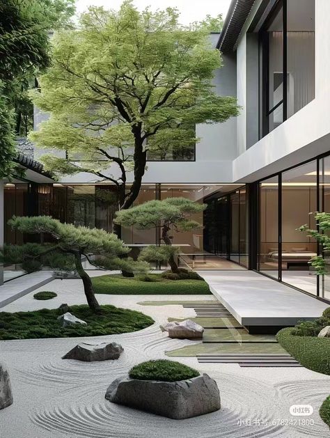 Japanese Courtyard Garden, Japanese Courtyard, Small Backyard Garden Design, Japanese Garden Landscape, Courtyard Landscaping, Zen Garden Design, Japanese Zen Garden, Asian Garden, Small Backyard Gardens