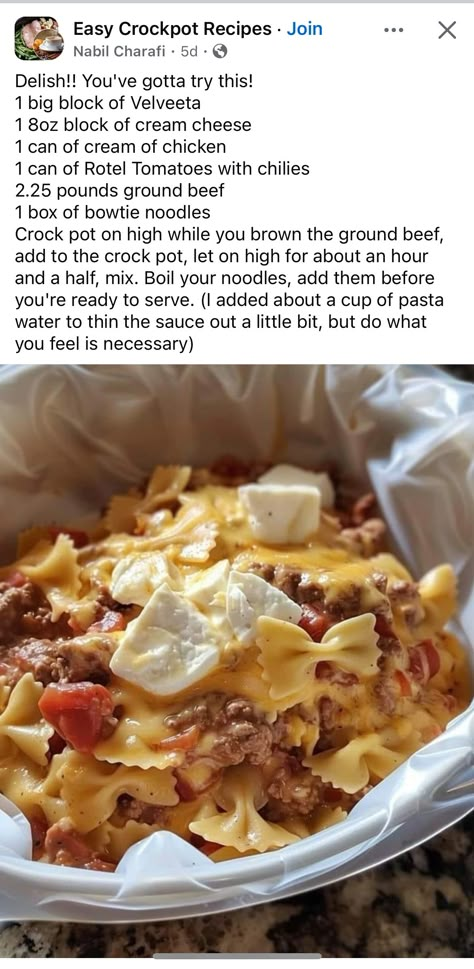 Meat Dip, Dump Meals, Jamie Oliver Recipes, Bowtie Pasta, Pasta Dinner Recipes, Crockpot Dishes, Crockpot Recipes Slow Cooker, Crock Pot Cooking, Crockpot Recipes Easy