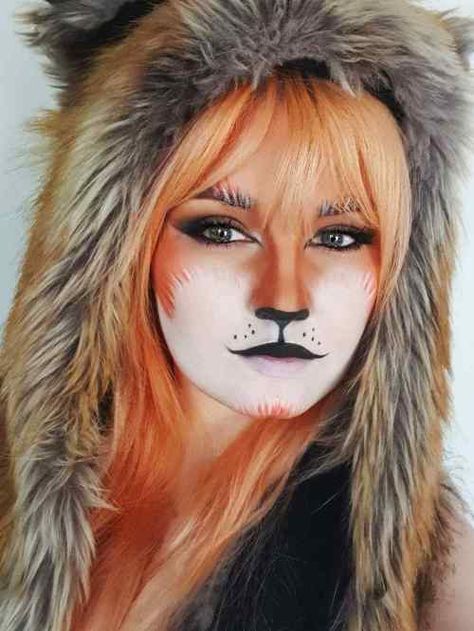 Cat Makeup Halloween Pretty, Fox Makeup Halloween, Cat Makeup For Kids, Makeup Halloween Simple, Fox Pfp, Fox Face Paint, Black Cat Makeup, Fox Halloween Costume, Simple Cat Makeup