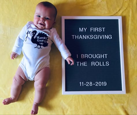 First thanksgiving letter board- baby’s first thanksgiving board Thanksgiving Letter Board, Letter Board Baby, Thanksgiving Board, Baby Holiday Photos, Fall Baby Pictures, Thanksgiving Letter, 6 Month Baby Picture Ideas, Baby Milestones Pictures, Monthly Baby Pictures