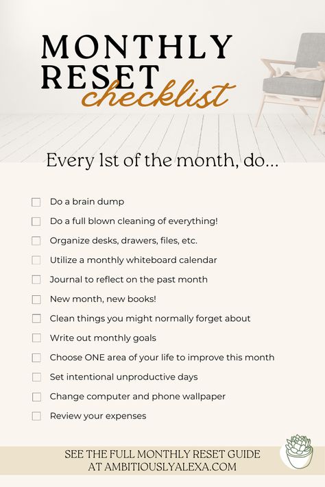 monthly reset routine checklist Monthly Routine Schedule, Reset Journal Prompts, New Month Reset, Reset Routine Checklist, Reset Aesthetic, Reset Journal, Checklist Aesthetic, Monthly Reset Routine, Organization Checklist