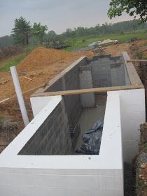 Building our root-cellar was easy! (Ha ha) Just follow these simple steps:  1) Dig a hole. Our hole was 10 feet deep, 30 feet long, and 15 f... Build A Root Cellar, Case Sotterranee, Underground Shelter, Storm Shelter, Root Cellar, Survival Shelter, Can Storage, Casa Container, Homestead Survival