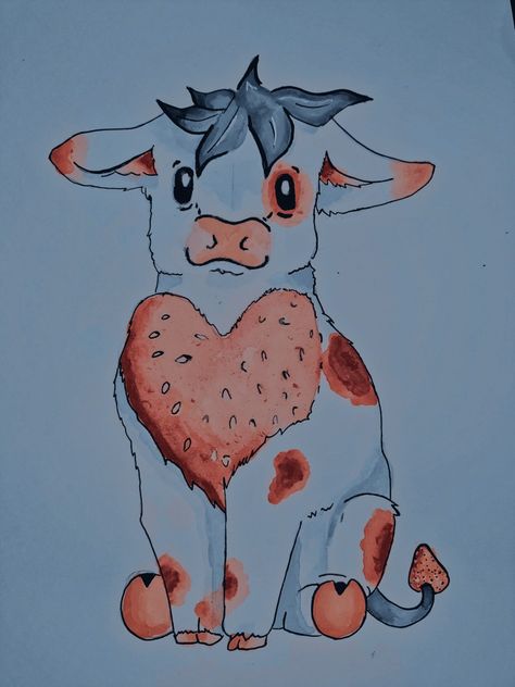 Ivory Owl Art, Ivory Owl, Cow Watercolor, Aesthetic Strawberry, Owl Artwork, Strawberry Cow, Fantasy Animals, Aesthetic Filter, Owl Art