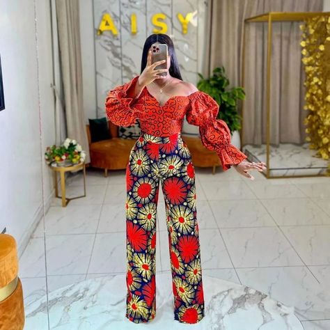 Ankara Trouser and Top Style Mixed Ankara Styles For Women, Ankara Jumpsuit For Ladies, Two Piece Ankara Outfit, Two Piece Ankara Styles, Ankara Shirt And Trouser For Women, Ankara Jumpsuit Outfit, Jumpsuit Ankara Styles, Ankara Trouser And Top Styles, Ankara Trouser And Top