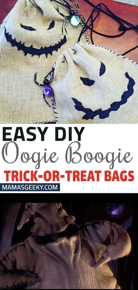 DIY Oogie Boogie Trick or Treat Bags Perfect For MNSSHP Diy Oogie Boogie, Pillowcase Bag, Disneyland Holidays, Not So Scary Halloween Party, Not So Scary Halloween, Halloween Sewing, Disneyland Halloween, Disney Halloween Costumes, Scary Halloween Party