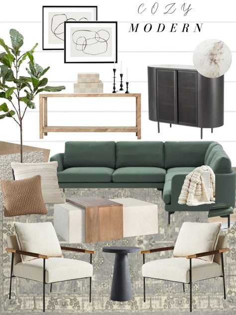 Organic Modern Green Living Room, Transitional Living Room Green Couch, Jade Couch Living Rooms, Living Room Olive Green Couch, Light Green Sectional, Living Room Color Sofa, Green Sofa Scandinavian, Green L Shape Sofa Living Room, Green Couch Grey Walls