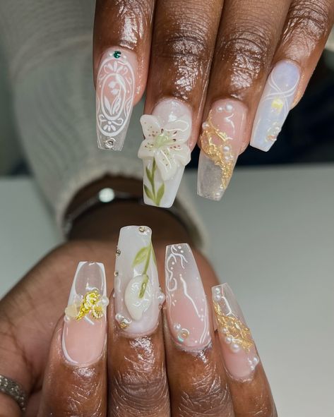 Lily of the valley 𓍢ִ໋🌷͙֒ 🫧🪷 all hand sculpted flowers ✧ : *✧ ib @shynebychelle :* ✧ *✧: #gelnails #nailinspo #nailinspiration #nailart #naildesigns #nailartinspo #nailsoftheday #gelx #gelxnails #apresgelx #handpaintednails Lily Flower Nails, Sculpted Flowers, Nail Store, Summer Ideas, Lily Flower, Flower Nails, Style Summer, Lily Of The Valley, Nail Tech