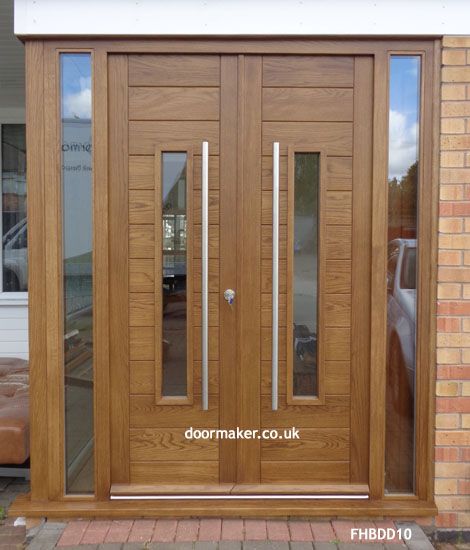 contemporary double doors oak Main Door Design Two Doors, Home Front Double Door Design, Living Room Double Door Design, Contemporary House Entrance Door, Door Design Double Doors, Wooden Main Door Design Double, Main Door Design Double, Double Main Door Design, Double Door Design Wood Modern