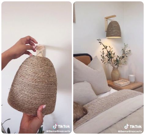 This TikTok Explains How to Make a Chic Wireless Hanging Light in Minutes | Hunker Bedroom Lamps Ceiling Hanging, Hanging Bedside Lamps, Diy Hanging Light, Led Puck Lights, Diy Pendant Light, Diy Lampe, Hemma Diy, Puck Lights, Basket Lighting