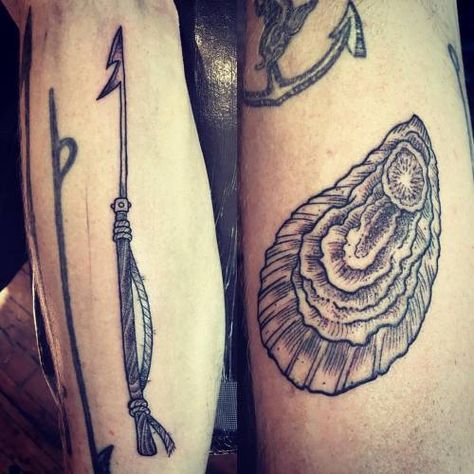 Harpoon Tattoo, Oyster Tattoo, Sailor Tattoos, Sailor Tattoo, Blackwork, Things I Want, Oregon, Tattoo Ideas, Paint