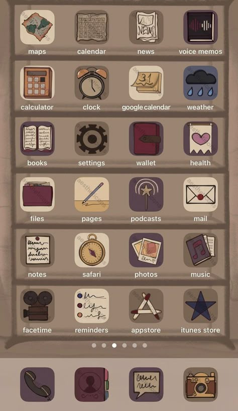 App Icons Vintage Aesthetic, Iphone Screen Ideas Aesthetic, Goodnotes App Icon Aesthetic, Message App Icon Aesthetic, App Icons Dark Academia, Vintage App Icons Aesthetic, Dark Academia Icons For Apps, Apps Icon Aesthetic, Ios 16 Dark Academia