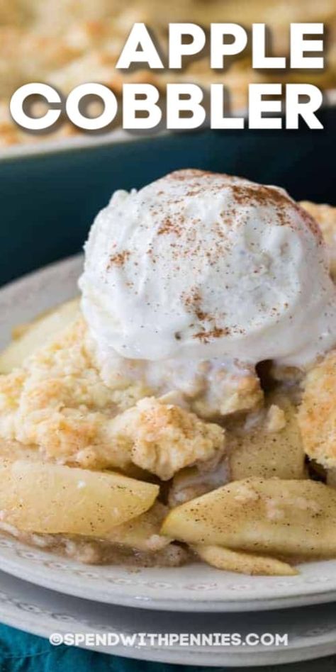 How to make the BEST Apple Cobbler. Easy and completely homemade! #applecobbler #spendwithpennies #cobblerrecipe #summerbaking #dessert #easydessert #cobblerdessert #fruitcobbler #apples Snickerdoodle Apple Cobbler, Homemade Apple Cobbler, Easy Apple Cobbler, Apple Cobbler Recipe, Cobbler Topping, Apple Cobbler, Apple Dessert, Fruit Cobbler, Summer Baking