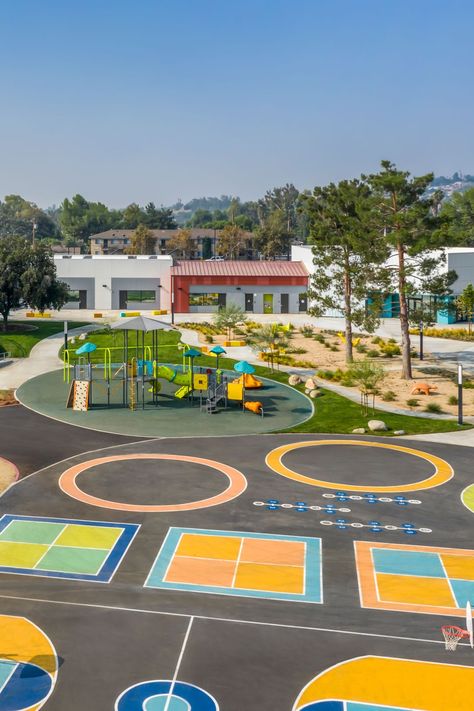 School Playground Design, Elementary School Playground, Church Playground, Campus Design, Elementary Classroom Decor, School Playground, Playground Design, Painting Concrete, Playground Equipment