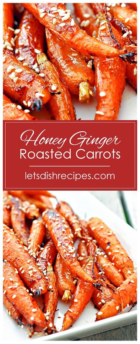 Honey Ginger Roasted Carrots Carrot Ideas, Savory Carrots, Soy Sauce Glaze, Roasted Baby Carrots, Honey Carrots, Bean Dishes, Roasted Carrots Recipe, Honey Glazed Carrots, Carrots Recipe