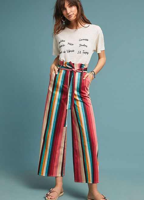 California Trip, Anthropologie Style, Long Kurti Designs, Sweet Summertime, Fashion Design Clothes, Striped Pants, Outfits Casuales, Boho Outfits, Spring Summer Fashion