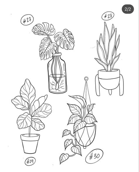 Plant Doodle, Plant Tattoo, Plant Drawing, Tattoo Flash Art, Mini Drawings, Drawing Set, Flash Art, Fine Line Tattoos, Hand Drawing