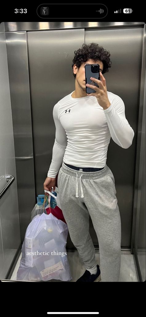 Gym Outfits Aesthetic Men, Rebal D Aesthetic, Male Gym Outfit, Gym Fits Men, Stylish Gym Outfits, Compression Shirt Men, Gym Outfit Men, Gym Fits, Guys Clothing Styles