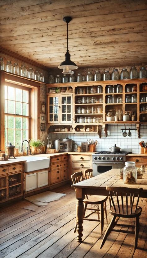 Country Kitchen With Table In Middle, Dining Table With Mismatched Chairs, Reference Building, Cozy Country Kitchen, Rustic Country Bedrooms, Building Pictures, Country Style Bathrooms, Cozy Reading Chair, Country Decorating Ideas