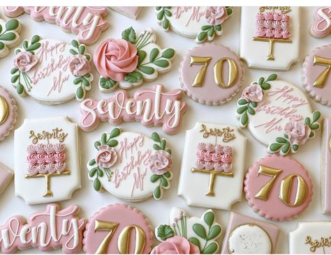 70th Birthday Royal Icing Cookies, 75 Birthday Cookies, 70th Birthday Cookies Decorated Woman, 70th Birthday Party Ideas For Women, 70th Birthday Cookies, 70th Birthday Ideas For Mom, 60th Birthday Ideas For Mom, Celebration Cookies, Autumn Cookies