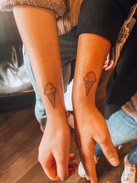 Matching Ice Cream Tattoo, Ice Cream Cone Tattoo, Ice Cream Tattoo, Cream Tattoo, Tattoo Now, Memorial Tattoo, Matching Tattoo, Tat Ideas, With Mom