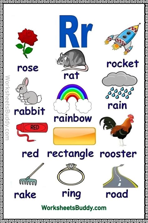 R Word Family Worksheets For Kindergarten - Words Start with Letter 'Rr' R Letter Words, Word Family List, Preschool Charts, Building Vocabulary, All About Me Printable, Improve Reading Skills, Games For Kids Classroom, Word Family Worksheets, Family Worksheet