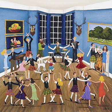 Scottish Dancing – Not only in Scotland, Scottish Dancing parties are another typical tradition and it’s a dance that’s easy to learn. Scottish Dancing, Ceilidh Dance, Scottish Country Dancing, Scottish Costume, Scottish Highland Dance, Naïve Artist, Primitive Painting, Highland Dance, World Dance