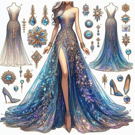 Average Wedding Dress Cost, Blue Ball Gown, Dreamy Gowns, Dress Design Drawing, Stunning Prom Dresses, Grooming Tips, Fantasy Dresses, Fashion Drawing Dresses, Blue Ball