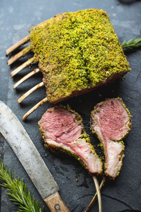 Herb Crusted Rack of Lamb is an easy and flavor forward protein to make for your next healthy dinner. This recipe from Kroll's Korner is simple and pairs nicely with a veggie and whole grain! #lamb #ad #nourishwithlamb @nourishwithlamb How To Cook Lamb Rack, Lamp Rack Recipe, Herb Crusted Lamb Rack, Herb Crusted Rack Of Lamb Recipes, Herb Crusted Lamb Chops, Best Rack Of Lamb Recipes, Lamb Rack Recipes, Rack Lamb, Crusted Lamb Rack