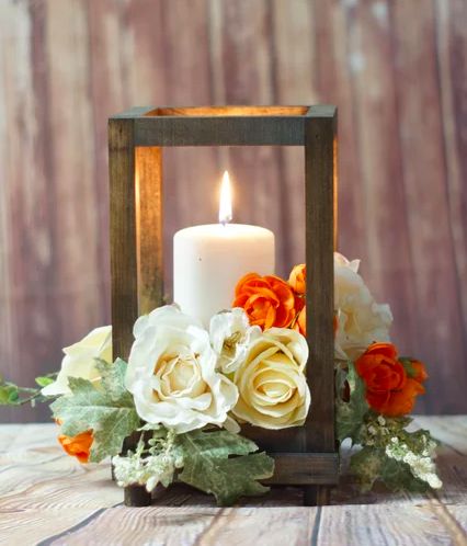 Rustic Lantern Centerpieces, Candle Lanterns Wedding, Lantern Candle Centerpieces, Wood Candle Lantern, Diwali Candles, Lantern Centerpiece, Lantern Centerpiece Wedding, Boho Candle, Wooden Lantern