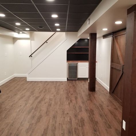 7 Ft Basement Ceiling, Basement To Master Suite, Dark Floor Basement, Beige Basement Ideas, Basement Floor And Wall Color, Textured Basement Walls, Short Basement Ceiling Ideas, Basement Laminate Flooring Ideas, Basement Apartment Remodel