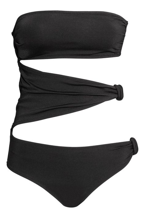 Pin for Later: H&M's Supermodel Campaign Is the Hottest Thing We've Seen All Week Black One Piece Bathing Suit, Simple Swimsuit, Shaping Swimsuit, Bandeau Bathing Suits, Flattering Swimsuits, Bandeau One Piece Swimsuit, Black Bathing Suits, Bandeau Swimsuit, Swimsuit Black