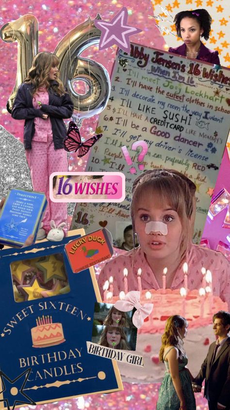 #16wishes #debbyryan #sixteenwishes #pink #disneychannel #movie #cinema Lizzie Mcguire Aesthetic, Sweet Sixteen Themes, Hollywood Sweet 16, 16 Wishes, 16th Birthday Wishes, Romcom Movies, Pink Movies, Movie Collage, Birthday Cakes For Teens