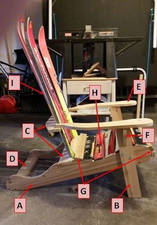 Adirondack Ski Chair : 7 Steps (with Pictures) - Instructables Ski Furniture Ideas, Ski Adirondack Chair, Diy Ski Lift Chair, Ski Diy Projects, Repurpose Skis, Old Skis Ideas, Repurposed Skis, Ski Bench, Ski Furniture