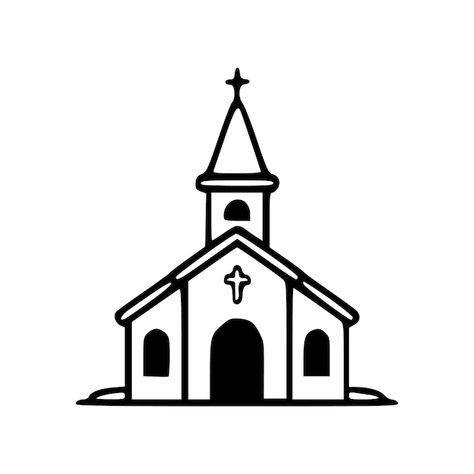 Church building black outlines monochrom... | Premium Vector #Freepik #vector #catholic #chapel #priest #christian Church Drawing Easy, Church Sketch, Church Illustration, Church Icon, Christian Icons, Orthodox Christian Icons, Spiritual Stuff, Technology Icon, Church Building