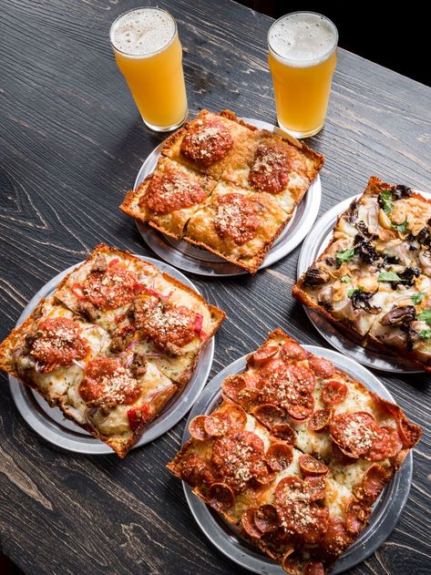 Cellarmaker Brewing Co. Opens New Location for Beer and Detroit-Style Pizza on Mission Street - Eater SF Bar Pizza, Detroit Pizza, Gluten Free Meat, Pizza And Beer, Pizza Bar, California Trip, Beer Opener, Motor City, Beer Bar